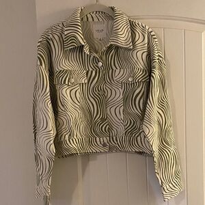 Le Lis Green and White Jean Jacket